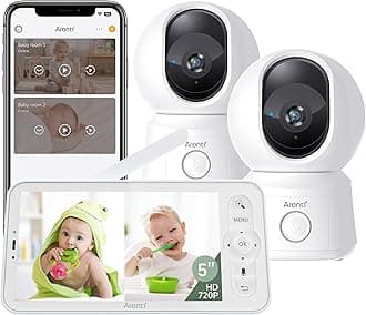 1080P Wifi Split Screen Baby Monitor,Video Baby Monitor with Two PTZ Cameras,5 Inch Wireless Display,300m Range,3350mAh Battery,2 Way Audio