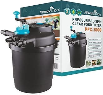 Pressurised Koi Fish Pond Filter with UV Steriliser – All in one UV Pond Filter System - Easy to Clean & Maintain - for Outdoor Ponds Up to 5000 litres - PFC-5000