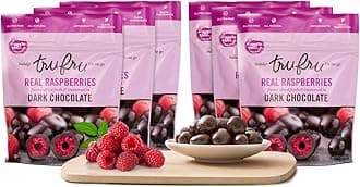 Tru Fru RASPBERRY PACK | 100% Freeze-Dried Fresh Raspberries Covered in Premium Dark Chocolate. 6ct-Pack Case, 4.2oz, 24 Servings (6-Raspberry)
