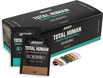 ONNIT Total Human Adult Multivitamin Comprehensive Capsule Packs with Day and Night Support, Daily Vitamin Packs for Men and Women, Dietary Supplement Capsules, 30-Day Supply, 60 Packs