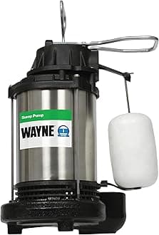 1 HP Submersible Cast Iron and Stainless Steel Sump Pump with Integrated Vertical Float Switch - 6,100 Gallons Per Hour - Heavy Duty Basement Sump Pump