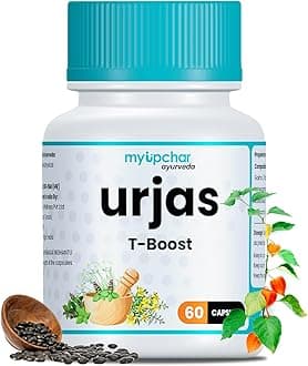 Urjas Testo Supplement Capsule | Supplement for Men With Ashwagandha, Safed Musli, Gokshura & Kapikacchu | Improve Muscle Strength, Energy, Stamina | 60 Veg Capsules - Pack of 1