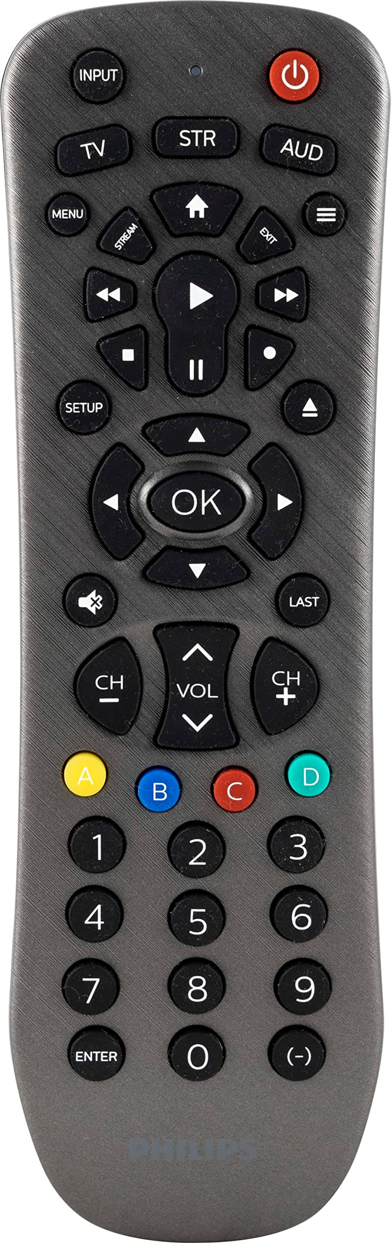 Philips Universal Remote Control Replacement for Samsung, Vizio, LG, Sony, Sharp, Roku, Apple TV, RCA, Panasonic, Smart TVs, Streaming Players, DVD, Simple Setup, 3 Device, Graphite, SRP3229G/27