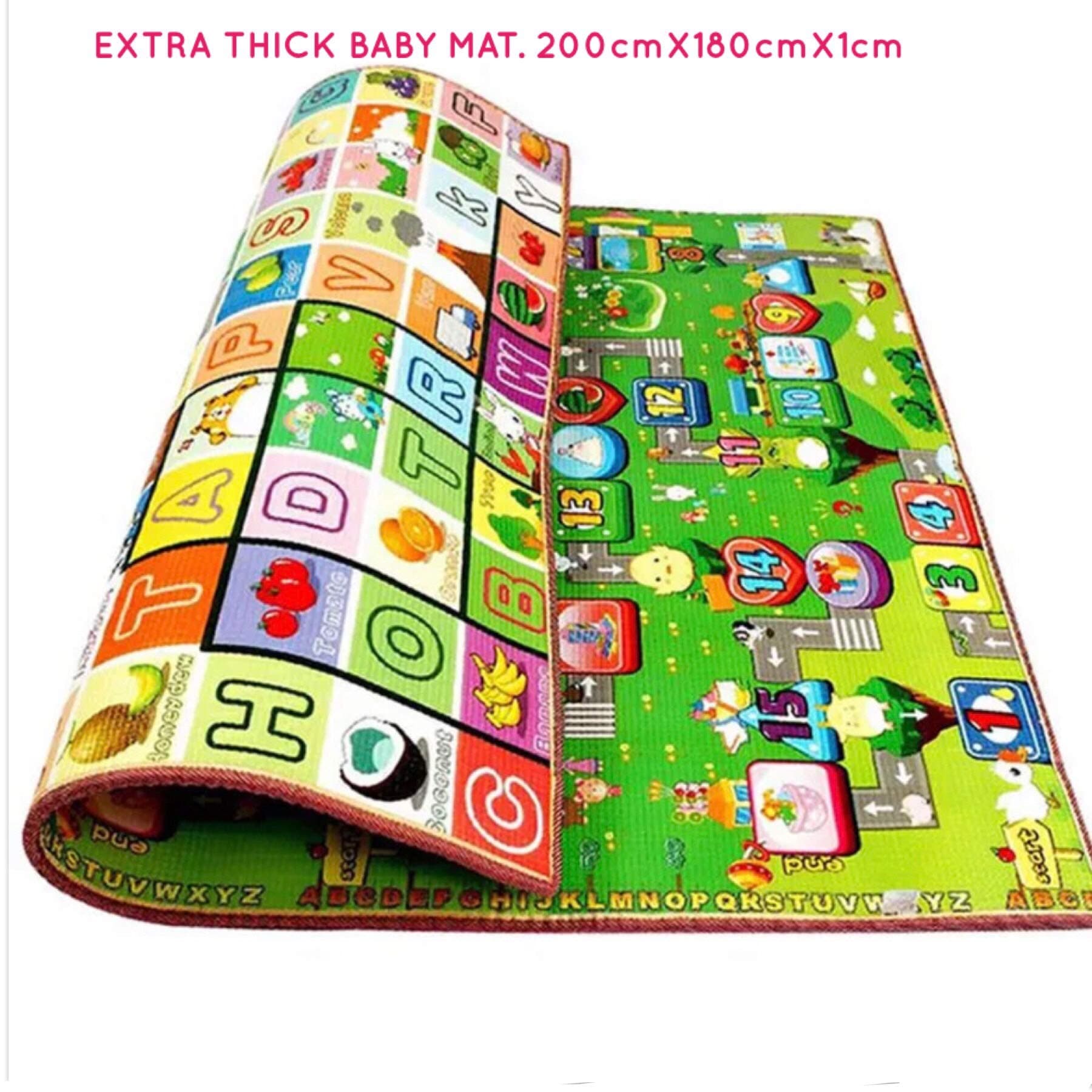 Baby Playmat, Double Sided Child Activity Mat with Extra Thick Foam to Protect with Educational Alphabet Numbers, Easy Clean for Boys and Girls, Fun Toy Gift, Bonus Storage Bag, 200 X 180 X 1 cm
