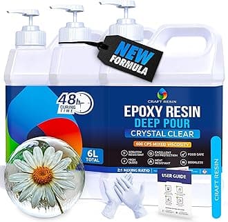 – 6L Crystal Clear Deep Pour Epoxy Resin Kit with Pumps - Food Safe & UV Resistant Best for DIY, Art, River Table, Wood, Flower, Mould Casting Resin Epoxy Kit - for Beginners & Pros