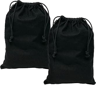 Shoe Bags for Storage, Black Duster Flannel Drawstring Pouch, Washable Breathable Cotton Fabric Cloth for Boots, Travel, Luggage, 12x17, 2 Pack