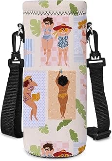 AUPET Water Bottle Bag Carrier,24oz/32oz Insulated Neoprene bottle Sling Holder Case Pouch Cover for 1000ML/750ML Bottles with Shoulder Strap for walking (Beach Sunbathing, 750ML)