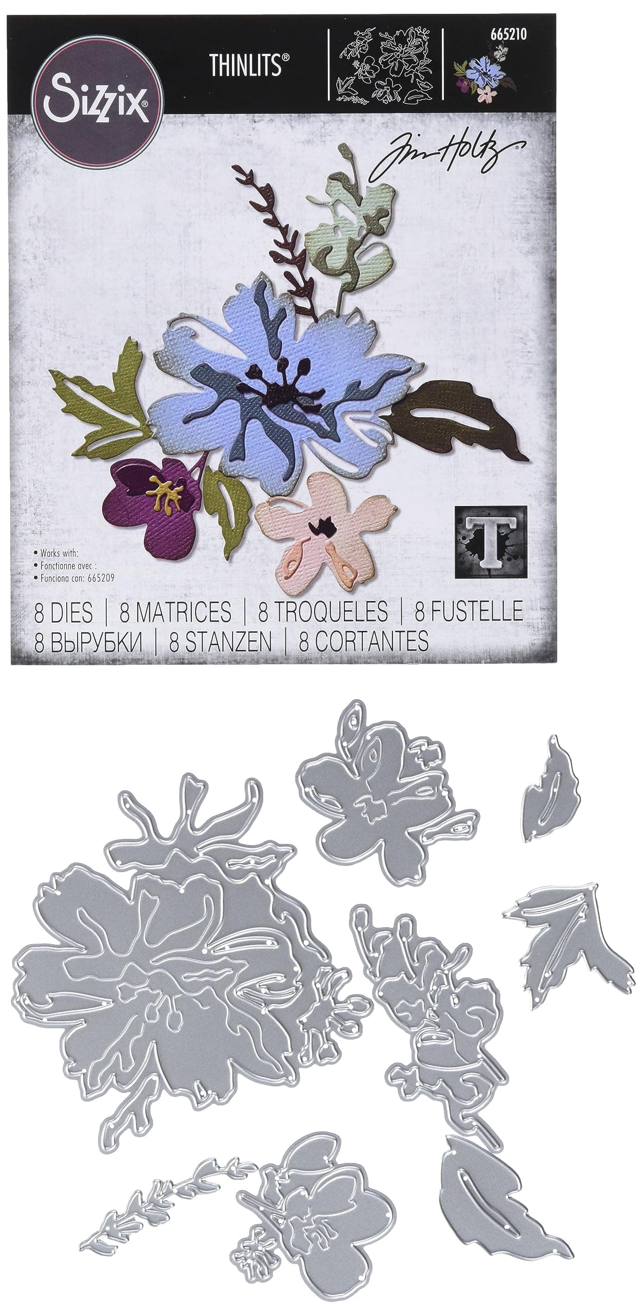Thinlits Die 665210 Brushstroke Flowers #2 by Tim Holtz 8 Pack