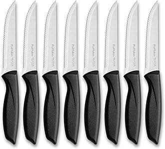 Steak Knives Set Of 8,Serrated Steak Knife,High-Carbon Stainless Steel Steak Knives,Sharp Dinner Knives With Ergonomic Handle,Kitchen Knife Set For Home/Restaurant,Dishwasher Safe,Rust-Proof