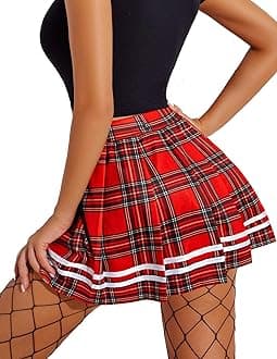 AvidloveWomens Pleated Skirt School Uniform Skirt Mini Skirt Pleated Cheer Skirt