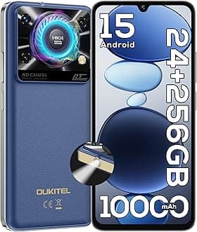 C60 PRO Android 15 Cell Phone Unlocked 2025-24GB+256GB/TF 1TB, 10000mAh Battery, 6.88'' Display Smartphone,110dB Speaker,120LM Flashlight, 13MP Camera, 4G Dual SIM Phones, GPS/NFC/OTG,Blue