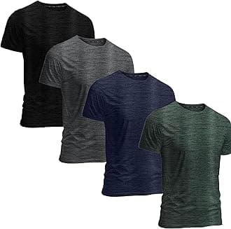 Men's Athletic Workout T-Shirts (Dry Fit, 4-Pack) Moisture Wicking Performance Activewear Gym, Yoga, & Running Tees