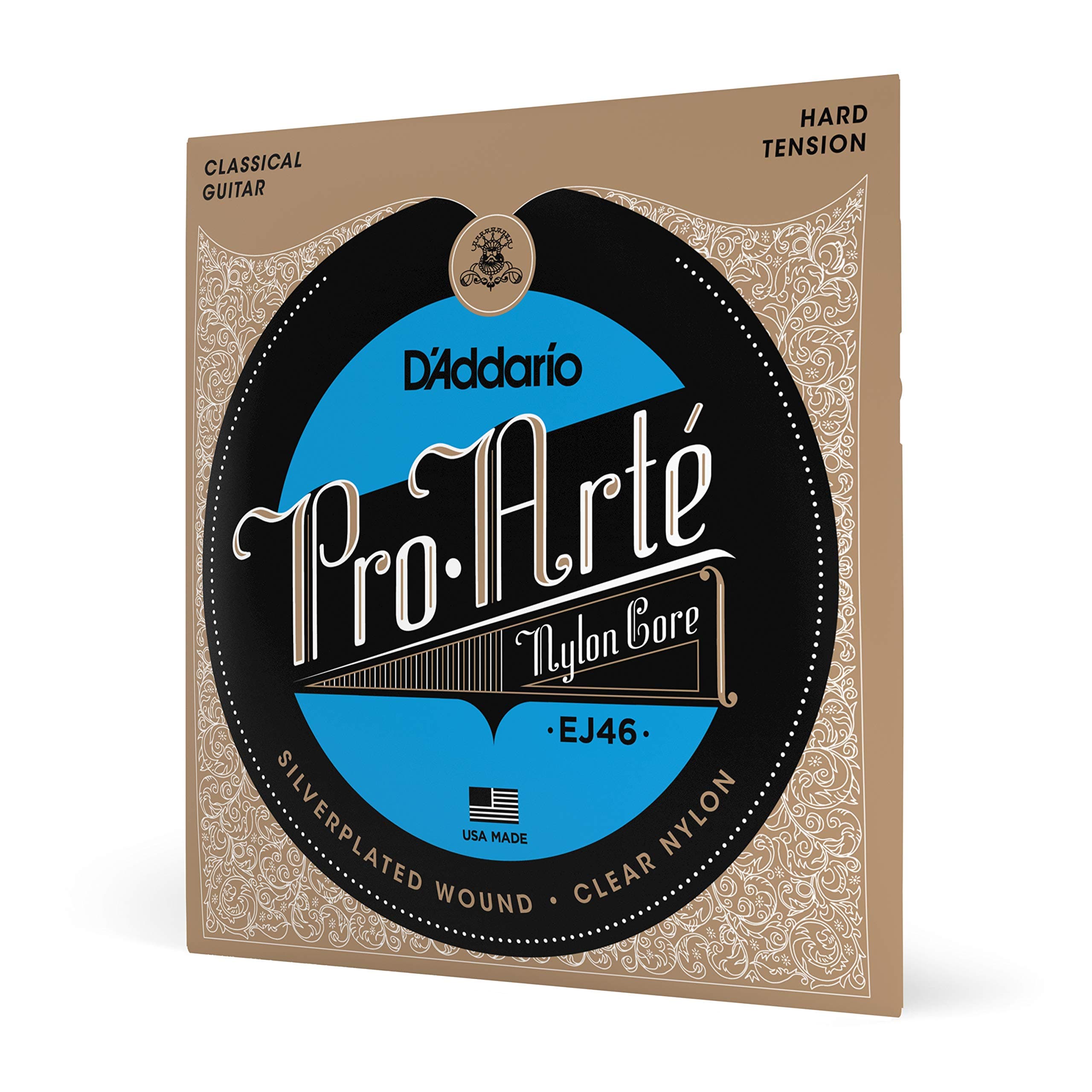Pro Arté Nylon Classical Guitar Strings, EJ46, Hard Tension, 6-String Set, Pack of 1