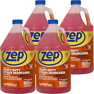 Zep Heavy-Duty Citrus Degreaser Cleaner Concentrate - 1 Gallon (Case of 4) ZUCIT128 - Restaurant Grade Degreaser and Cleaner Removes Oil, Grease, Adhesive, and Kitchen Soil on Stovetops, Appliances