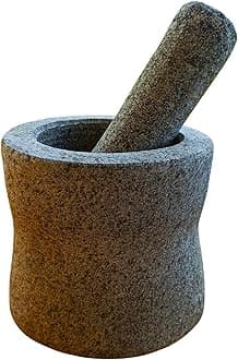 Subaa Mortar and Pestle Set | Ginger Garlic Crusher for Kitchen Unpolished Heavy Stone Material | Best Masher Kitchen Tool | okhli and musal | Ammi kallu (5.5inch)