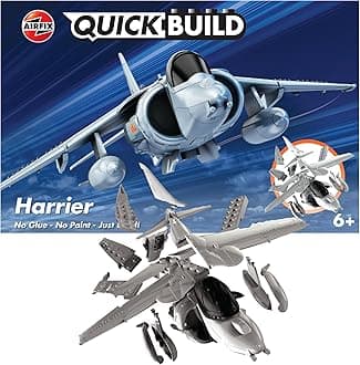 J6009 Quickbuild Model Airplane Kits for Adults & Kids - Harrier - Fighter Jet Plastic Model Kits, Block Building Sets, Snap Together Aircraft Models, Engineering Toys for Gifts