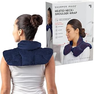 (Navy) - Hot & Cold Herbal Aromatherapy Neck & Shoulder Plush Wrap Pad for Soothing Muscle Pain and Tension Relief Therapy, 100% Natural Lavender & Herb Spa Blend, Use in Microwave or...