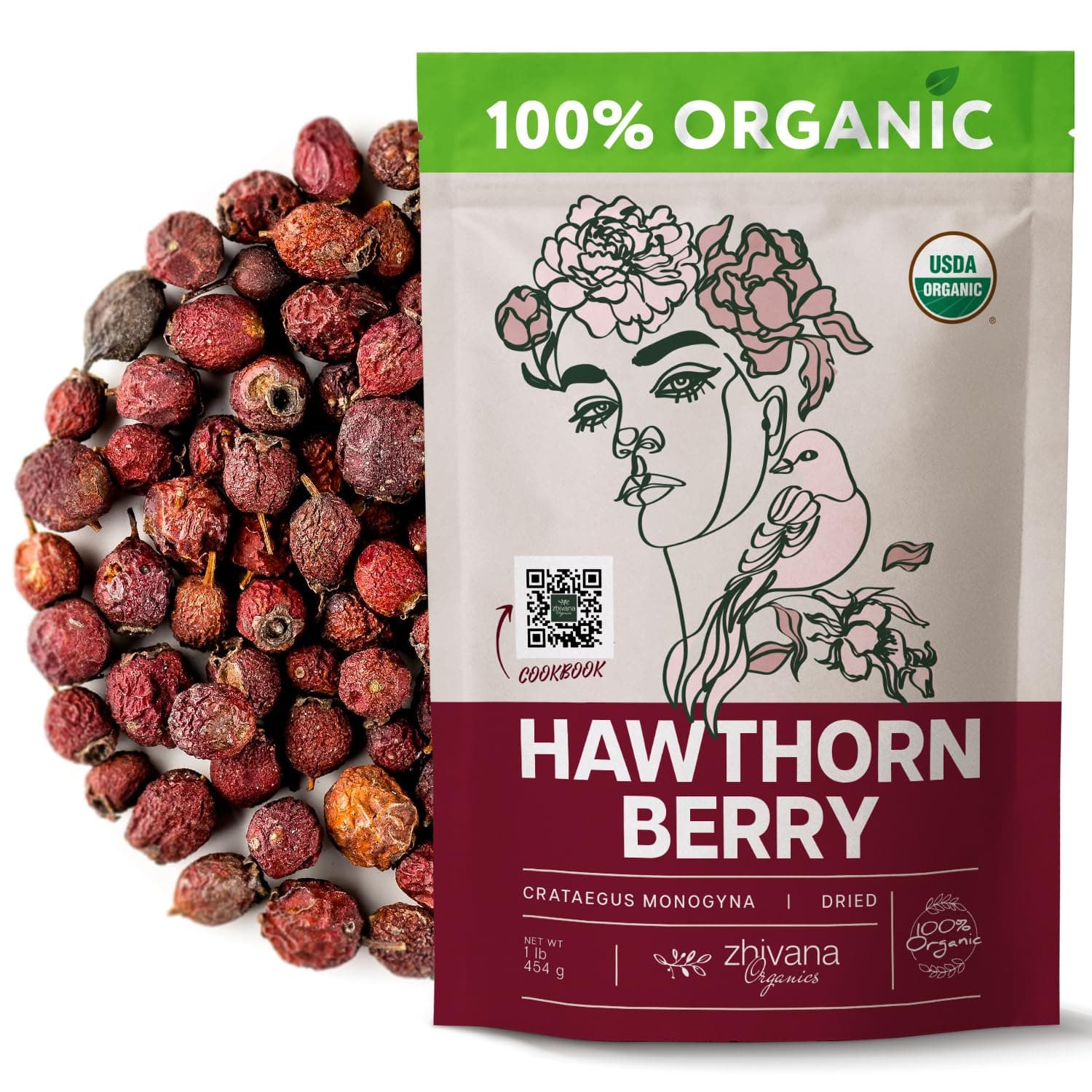 Organic Hawthorn Berry Tea (16 oz.) - Hawthorn Tea, Hawthorne Berries - High Blood Pressure, Heart Health Support, Relaxation