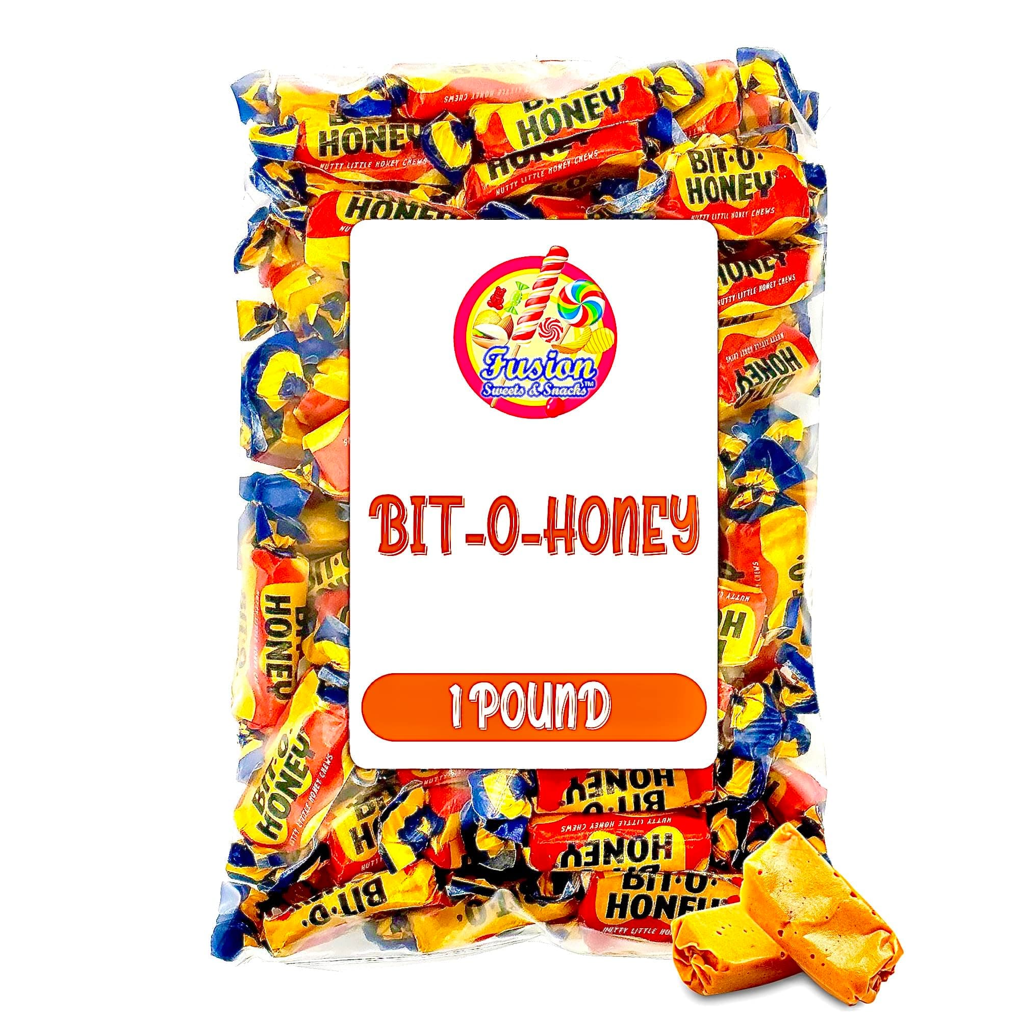 Honey Candy - 1 LB Bulk Bag - Individually Wrapped Retro Candy - Real Honey And Almond Taffy (Approx 65 Pieces)