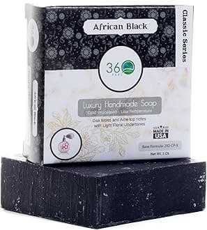 Handmade Soap African Black, X-LARGE 5oz Handmade Soap bar- Oak moss, Aloe top notes with floral undertones - Normal to dry skin, Natural Soap - Organic Castile lye Soap, Made in USA- 360Feel
