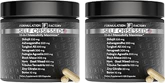 Formulation Factory Self Obsessed Masculine Vitality & Testosterone Support - 10-in-1 Complex with Shilajit, Tongkat Ali, & Fadogia Agrestis - 240 Capsules, 4 Month Supply