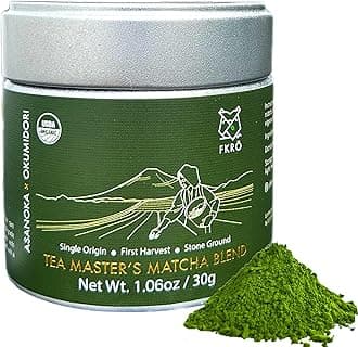 FKRO Organic Tea Master's Ceremonial Grade Japanese Matcha Green Tea Powder. 1st Harvest, Single Origin, Sugar-free. Flown in Fresh from Japan Every Month (30g/1.06oz) Tin