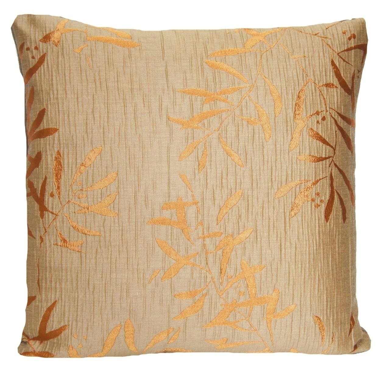 Bronze & Beige Leaf Decor Pillow Throw Case Asian Style Pattern Cushion Cover Johannes Wellmann