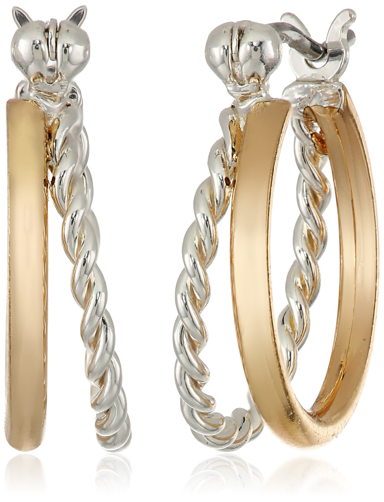 "Napier Classics" Two-Tone Click Top Hoop Earrings