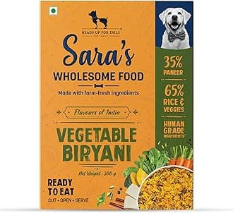 Sara's Wholesome by HUFT Vegetable Biryani Wet Dog Food – 300 gm | Human-Grade Ingredients | High-Protein Veg Meal | Natural & Preservative-Free | Suitable for Puppies & Adult Dogs