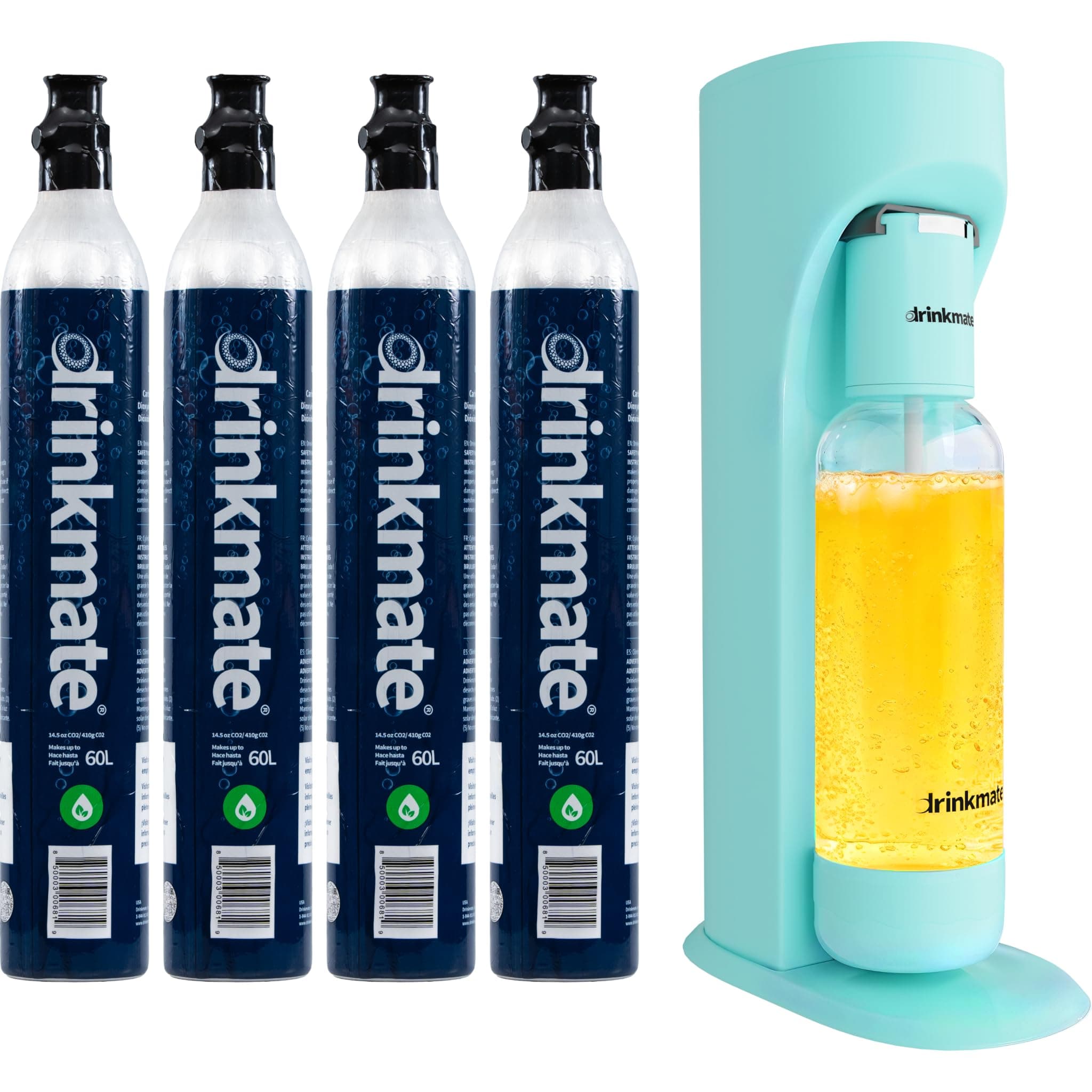 - Drinkmate OmniFizz Sparkling Beverage Maker CO2 Bundle - Sparkling Water/Soda Streaming Machine That Carbonates Any Drink - Includes 4 CO2 Cylinders, 1 Carbonation Bottle, 1 Fizz Infuser - Arctic Blue