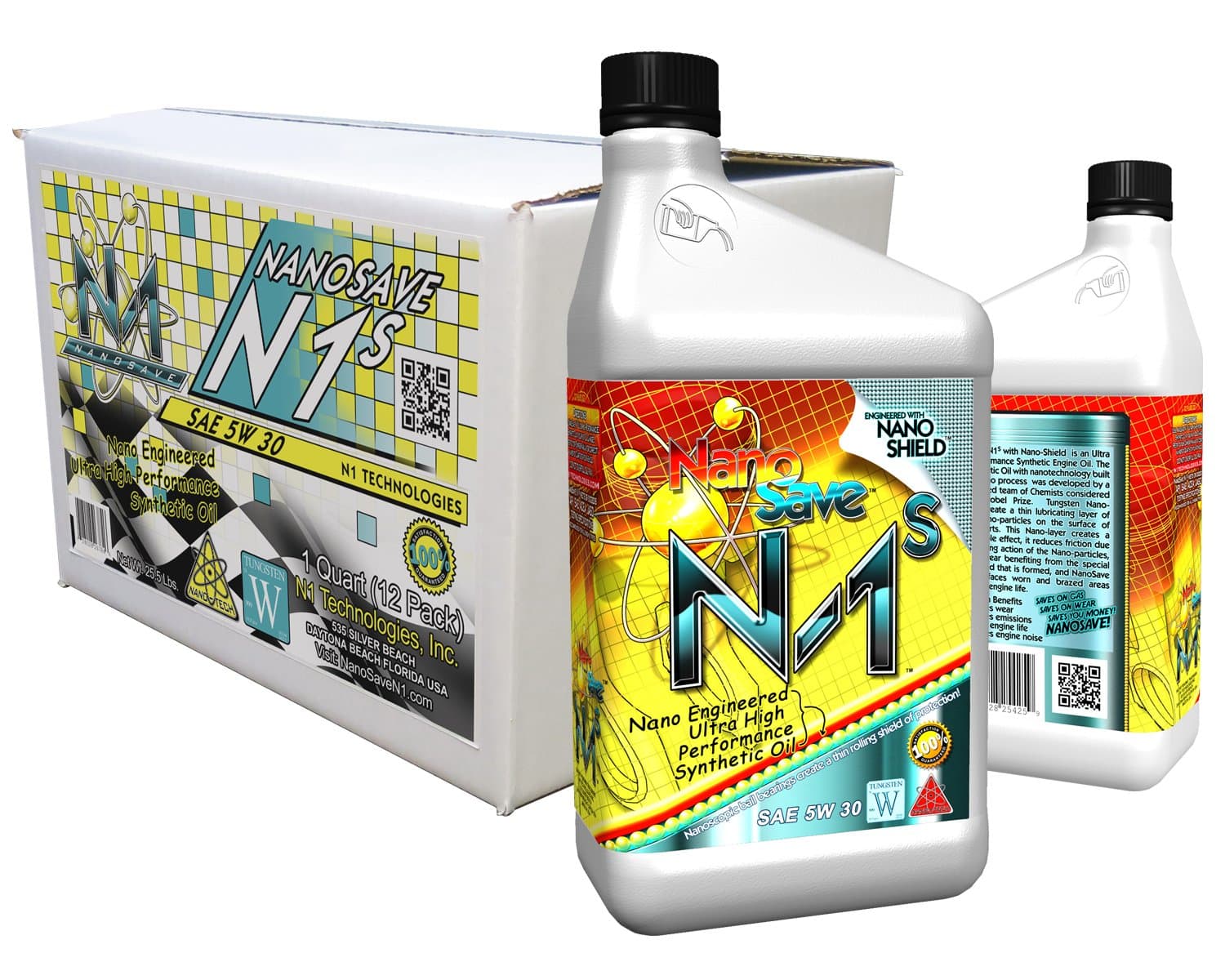 NanoSave N1-S Nano Engineered Ultra High Performance Synthetic Engine Oil - 1 Quart (12 Pack)