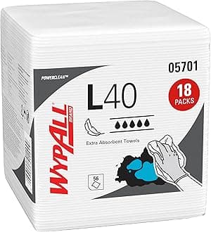 WypAll L40 Disposable Paper Wipers 7471 – Extra Absorbent Industrial Cleaning Towels – Fast Absorption, Soft White Quarter Fold Cloths – Multi-Surface Wiping – 18 Packs x 56 Sheets (1,008 Total)