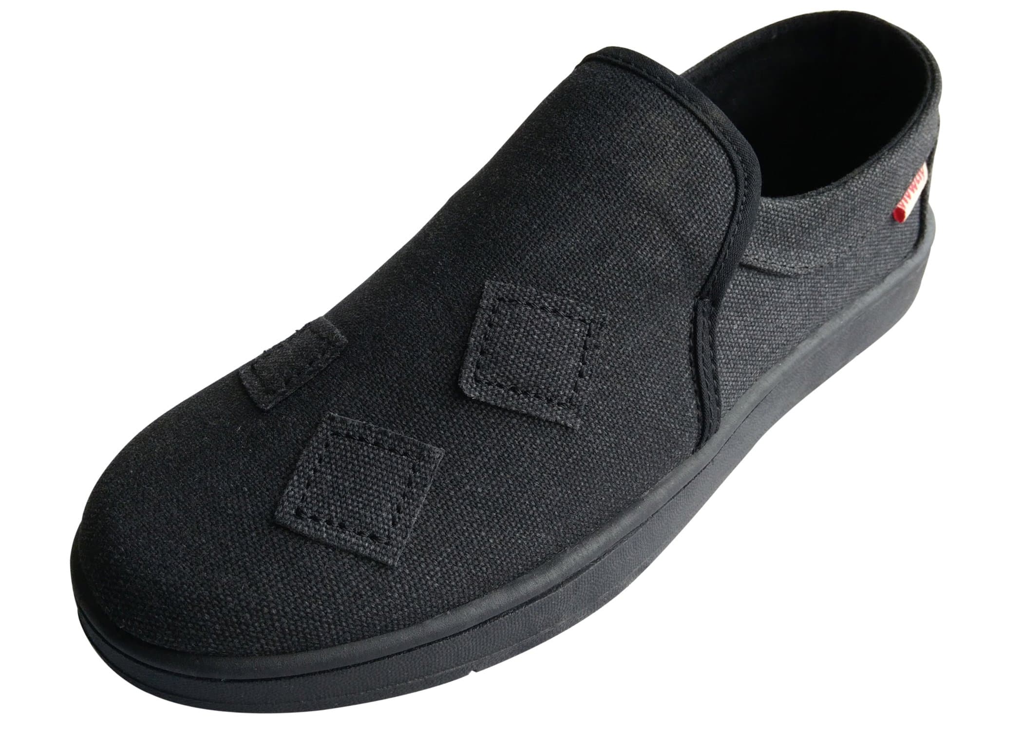 VIVWAY Men's Slip On Flat Patch Canvas Casual