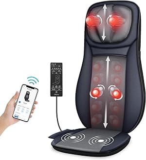 Snailax Shiatsu Neck Back Massager with Heat, APP Control, Full Body Massage Chair Pad with Adjustable Height, Deep Kneading & Rolling Massage Seat Cushion for Back Pain, Seat Chair Massager, Gifts