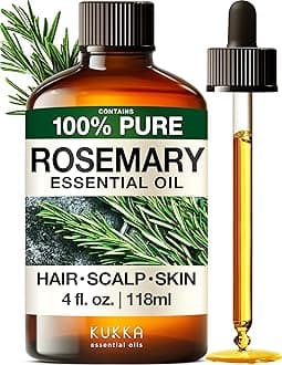 KUKKA essential oils Rosemary Oil for Hair - 100% Natural Rosemary Hair Oil - Rosemary for Skin, Diffuser & Aromatherapy - Soap Making & DIY (4 Fl Oz).