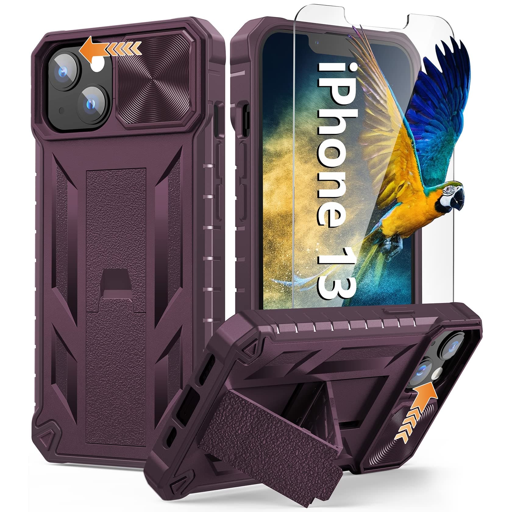 SOiOSfor iPhone 16e Case 2025: iPhone 13 iPhone14 Cover with Kickstand | Shockproof Military Grade Protective Cell Phone Case | TPU Durable Rugged Bumper Textured Matte Hybrid Design