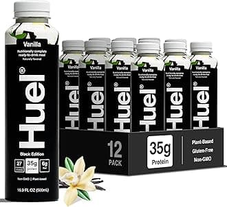Black Edition Ready-to-Drink | Vanilla Meal Replacement Shake | 35g High Protein Drink | 27 Vitamins & Minerals, Vegan, Gluten Free | Plant Based | High Fiber, Low Sugar | 16.9 Fl Oz, 12 Pack