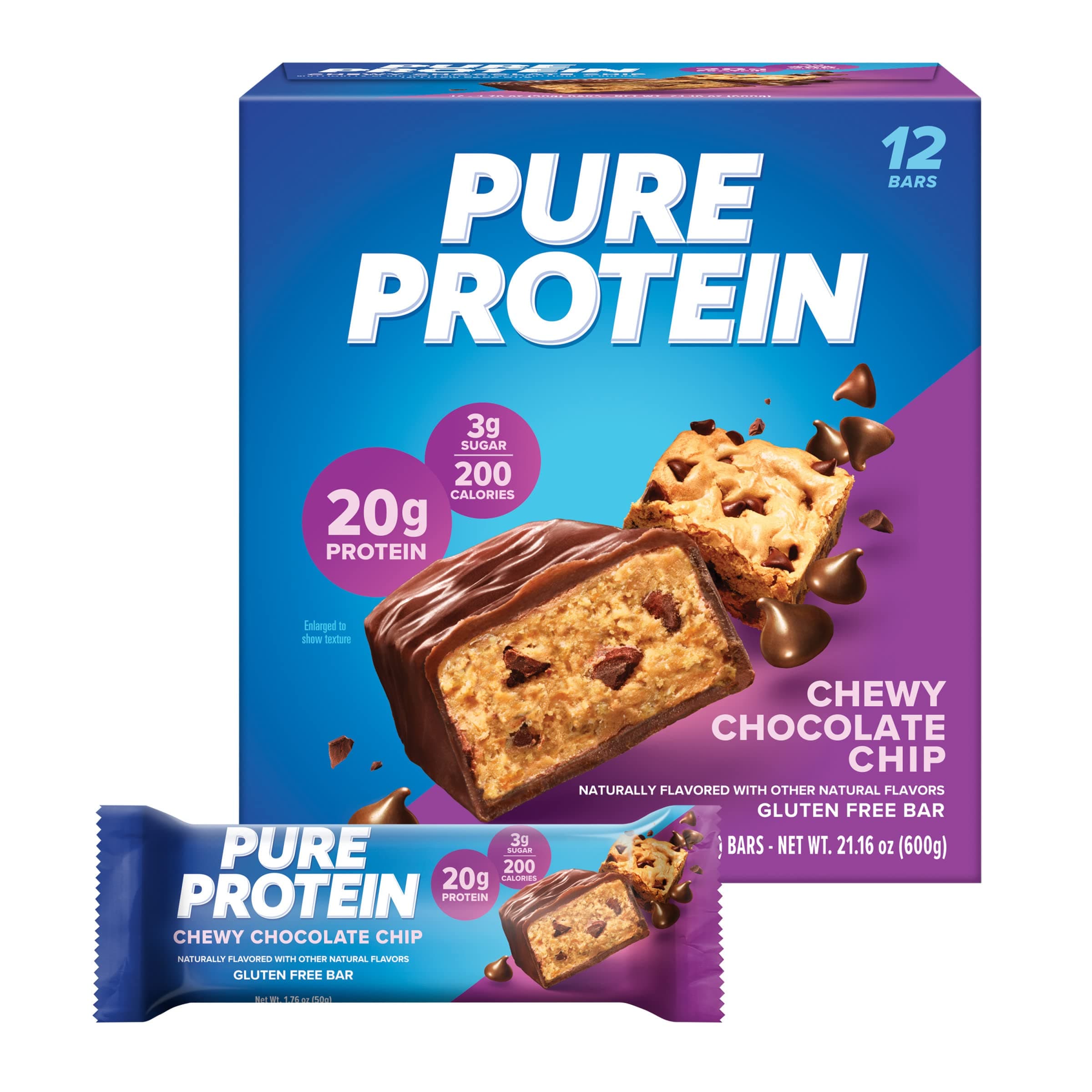 Bars, High Protein, Nutritious Snacks To Support Energy, Low Sugar, Gluten Free, 1.76Oz, 12 Pack