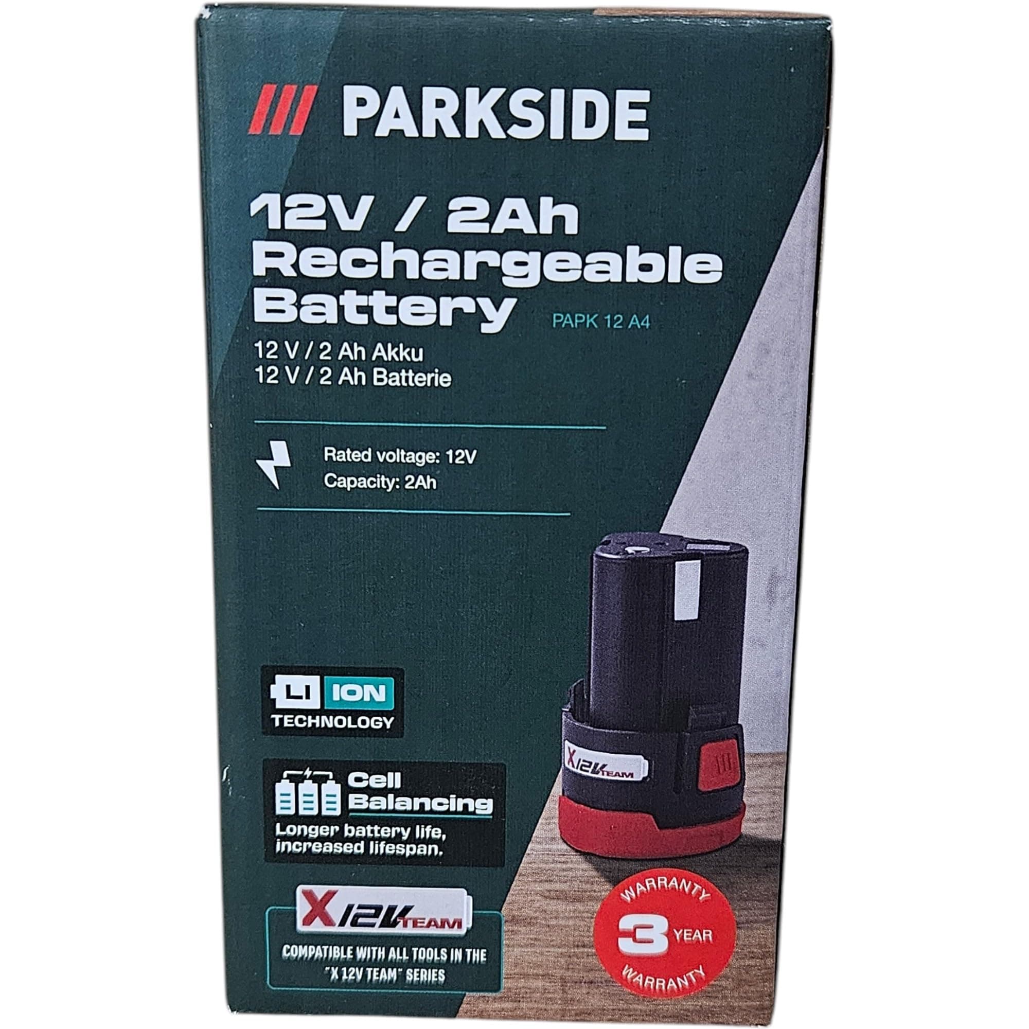 Parkside Spare PAPK 2 Ah Battery for Tools from the X 12 V Family