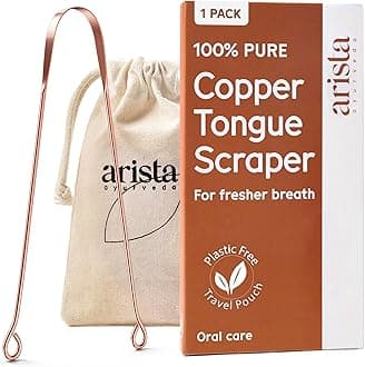Arista Tongue Scraper, Pack of 1, Ayurveda Copper Tongue Scraper for Fresh Breath, Antibacterial Tongue Scraper, Copper Ayurvedic Tongue Scraper