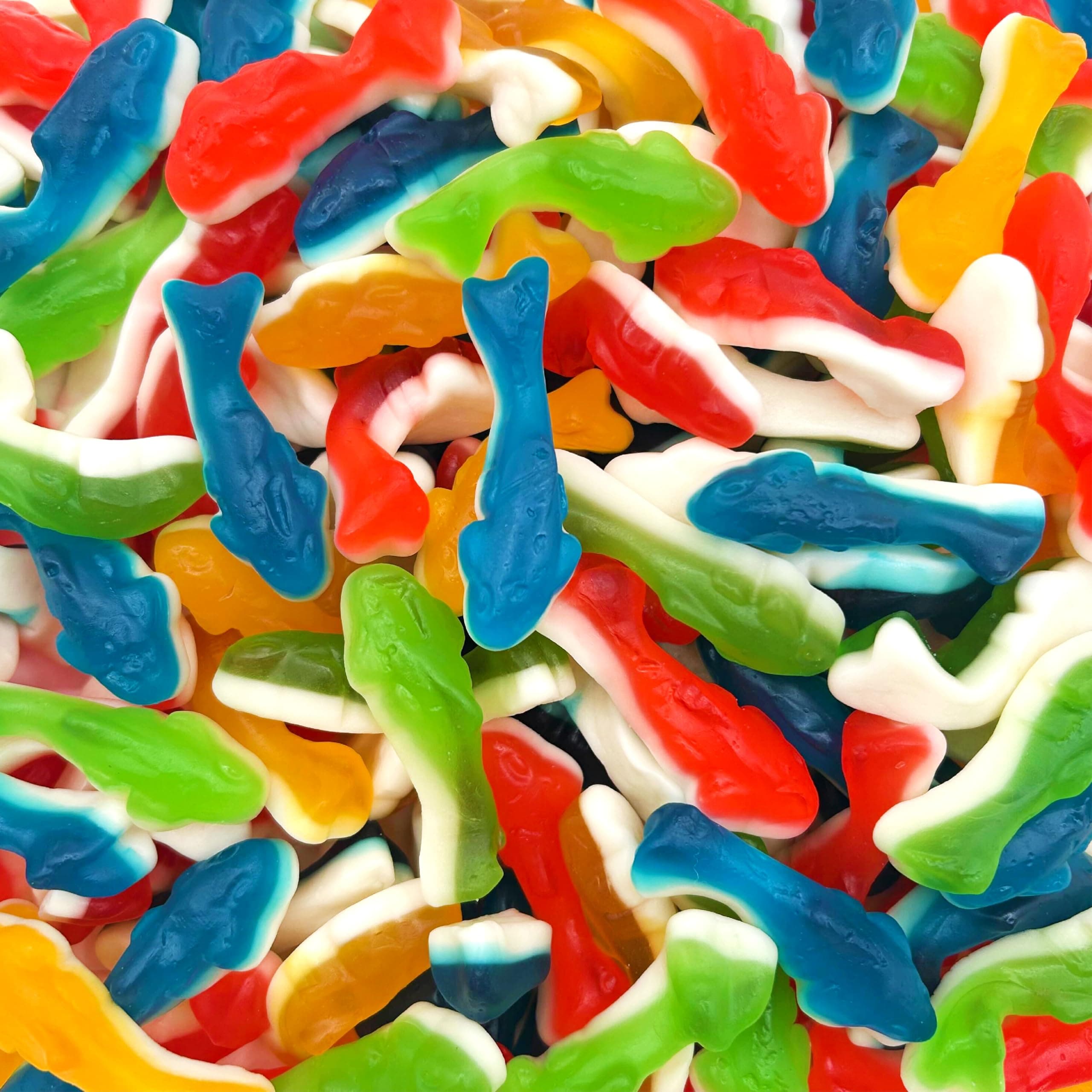Gummy Sharks Candy | 1-Pound Bag | Assorted Flavors - Blue Raspberry, Lemon, Lime, Cherry