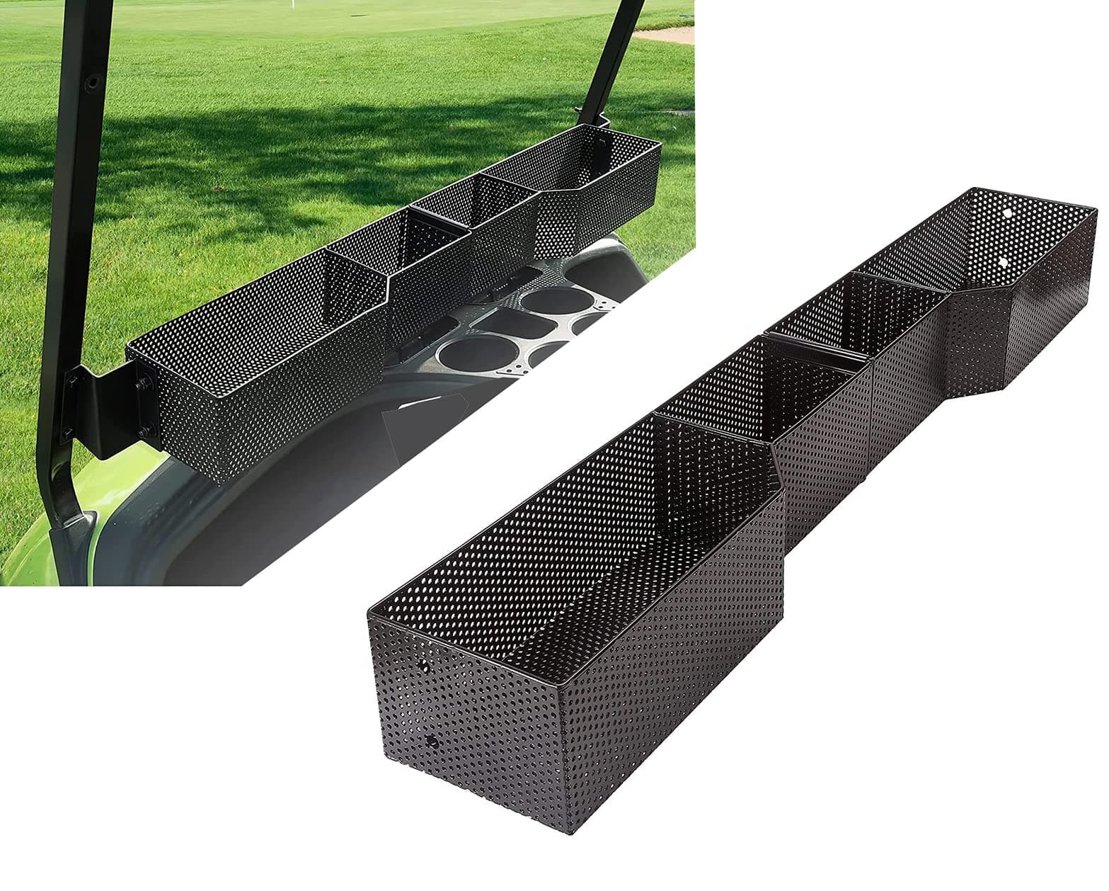 Golf Cart Front Inner Dash Storage Basket and Rack Fits Yamaha G29 and Drive 2 Heavy Steel Golf Cart Mesh Basket