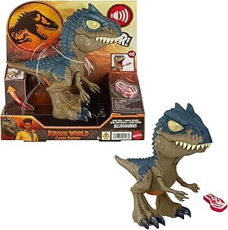 ​Jurassic World: Netflix Chaos Theory - Chomp Chomp - Mega Roar Allosaur, Dinosaur with Sounds and Jaws Opening by Pulling the Paw - Roar More and More Loud and Fun, 4+ Years, HVB45