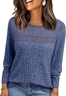 AUTOMET Womens Lace Long Sleeve Shirt Fall Top Fashion Dreesy Casual Tunic Sweaters Mesh Clothes Trendy Work Cute Outfits