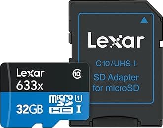 Lexar High-Performance 633x 32GB microSDHC UHS-I Card w/SD Adapter, Up To 100MB/s Read, for Smartphones, Tablets, and Action Cameras (LSDMI32GBBNL633A)
