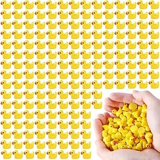 200pcs Mini Resin Ducks Yellow Tiny Ducks Mini Ducks Bulk Little Duck Figures Plastic Small Miniature Ducks for Dollhouse Decor Micro Fairy Garden Landscape Aquarium Tiny Toys