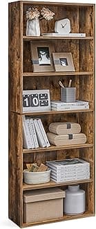 VASAGLE Bookshelf, 6-Tier Open Bookcase with Adjustable Storage Shelves, Floor Standing Unit, Rustic Brown ULBC166X01