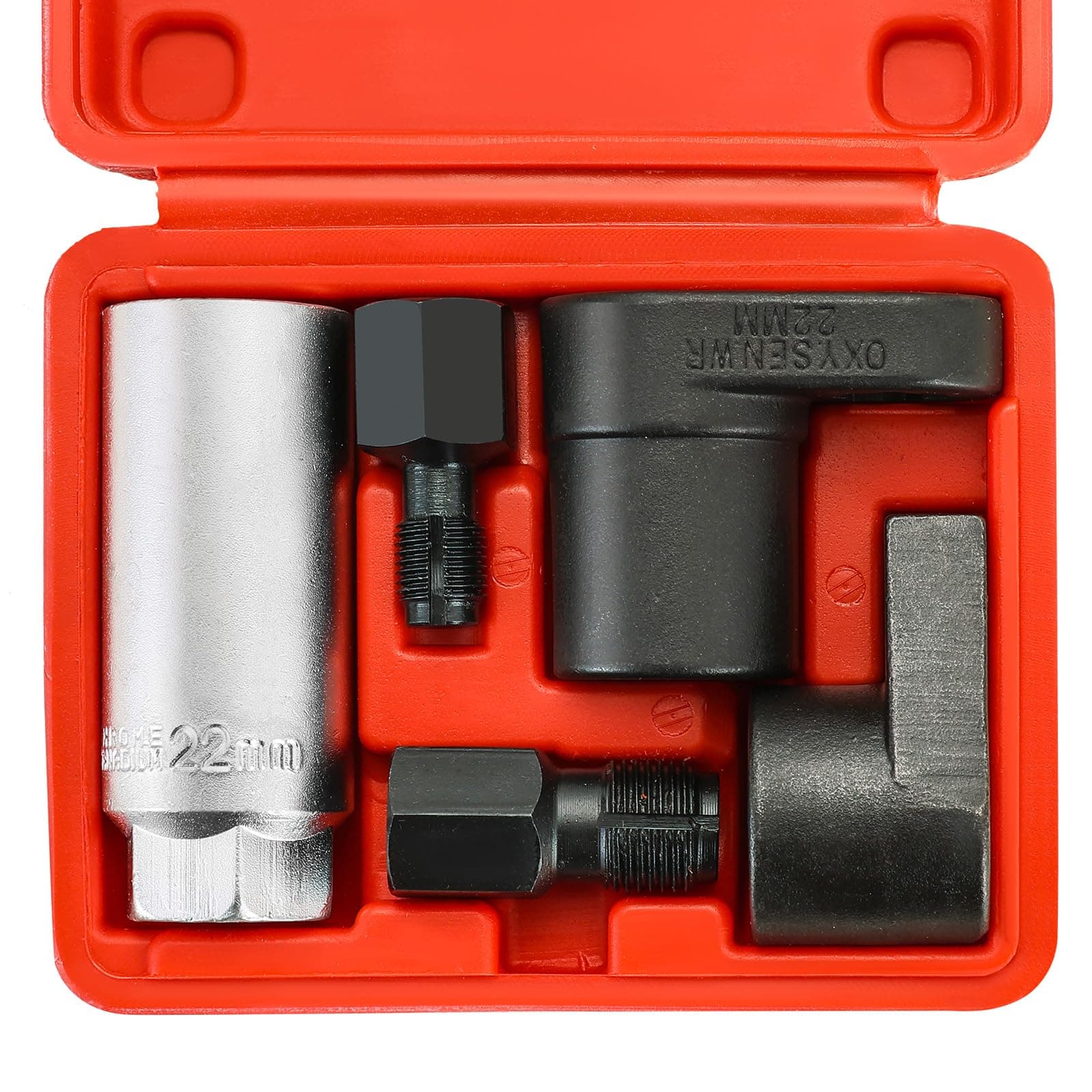 FLKQC 5pcs Oxygen Sensor Socket, Automotive Oxygen Sensor Socket Set, 3/8" 1/2" Drive x 7/8" 22mm O2 Sensor Removal Tool Kit