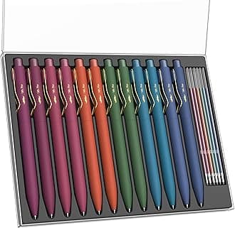 Mr. Pen- Ballpoint Pens with Case, 12 Pack, Colorful Ink, 12 Refills, 0.7mm Cute Ballpoint Pens Assorted Color Ink, Mother's Day Gift
