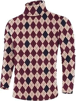 Poriff Men's Casual Slim Fit Basic Tops Knitted Lightweight Turtleneck Pullover Sweater